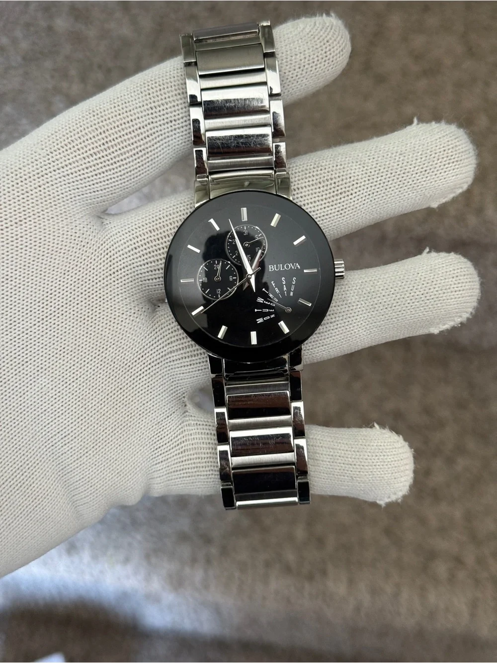 Bulova Men's Futuro Stainless Steel Silver 40mm Black Dial Watch